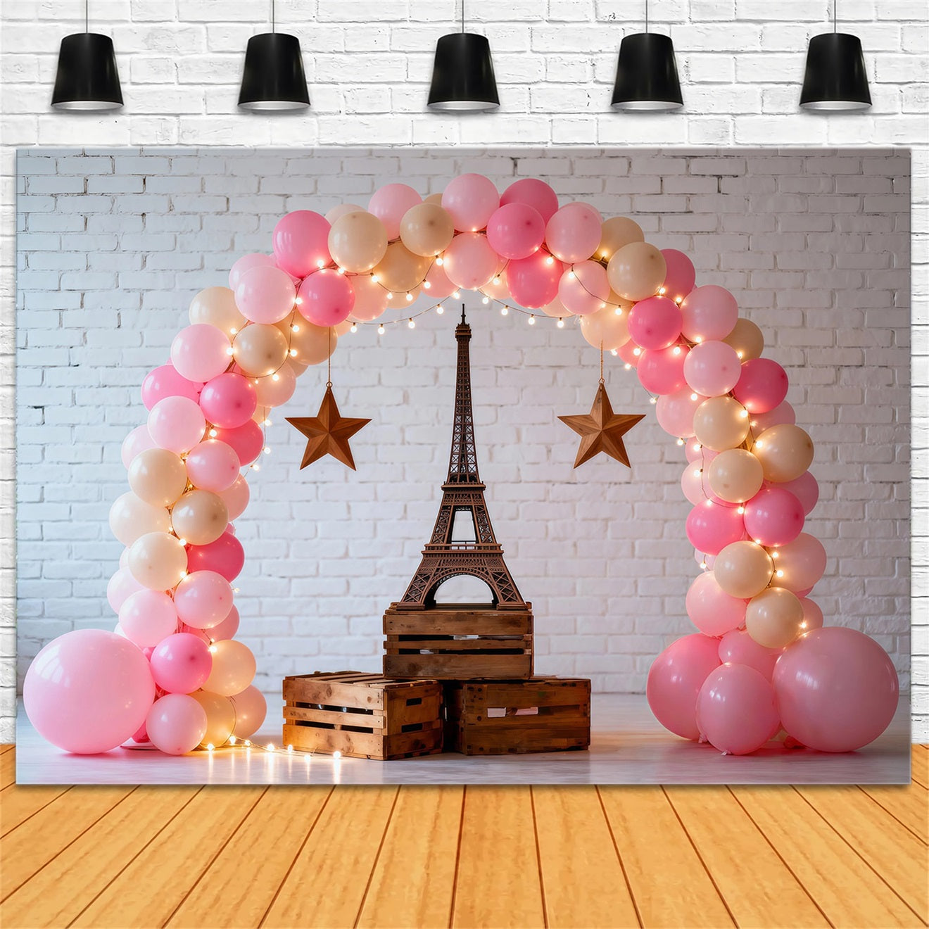 Paris Backdrops Balloon Arch Romantic Display Paris Eiffel Tower Backdrop RR61-37