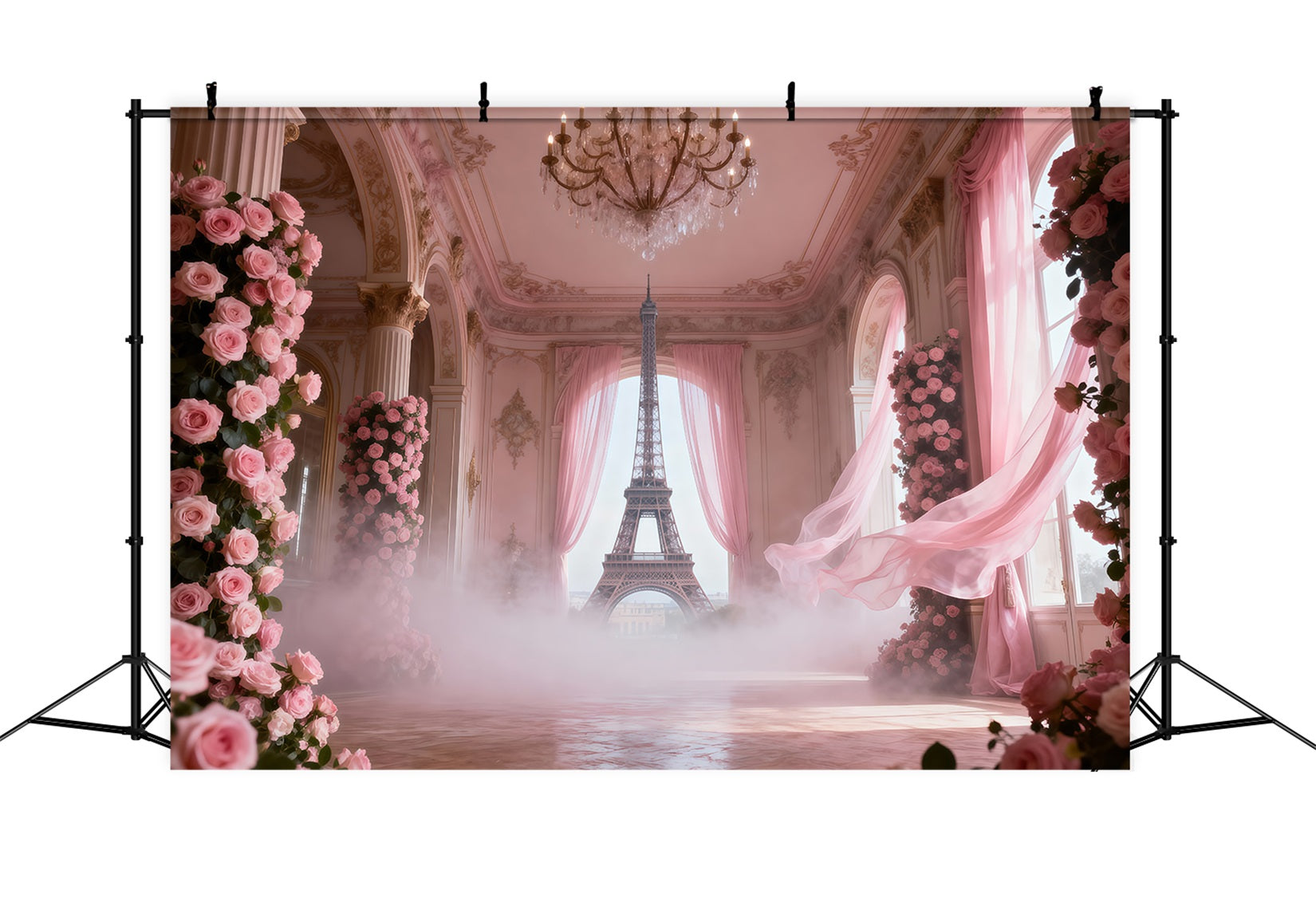 Paris Photo Booth Backdrop Blush Palace Rose Hall Eiffel Tower Photography Backdrop RR61-44