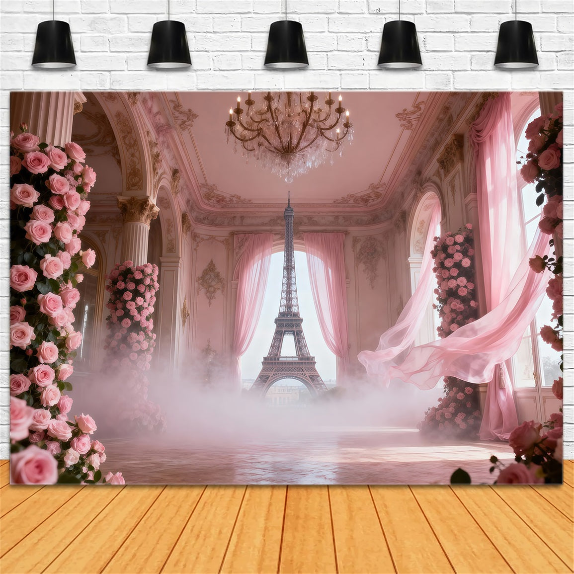 Paris Photo Booth Backdrop Blush Palace Rose Hall Eiffel Tower Photography Backdrop RR61-44