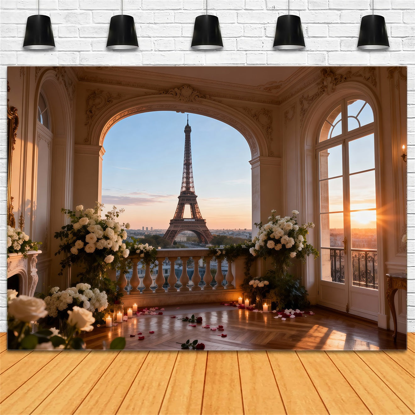 Paris Backdrop Ideas Elegant Salon Sunset Glow Eiffel Tower Photo Backdrop RR61-65