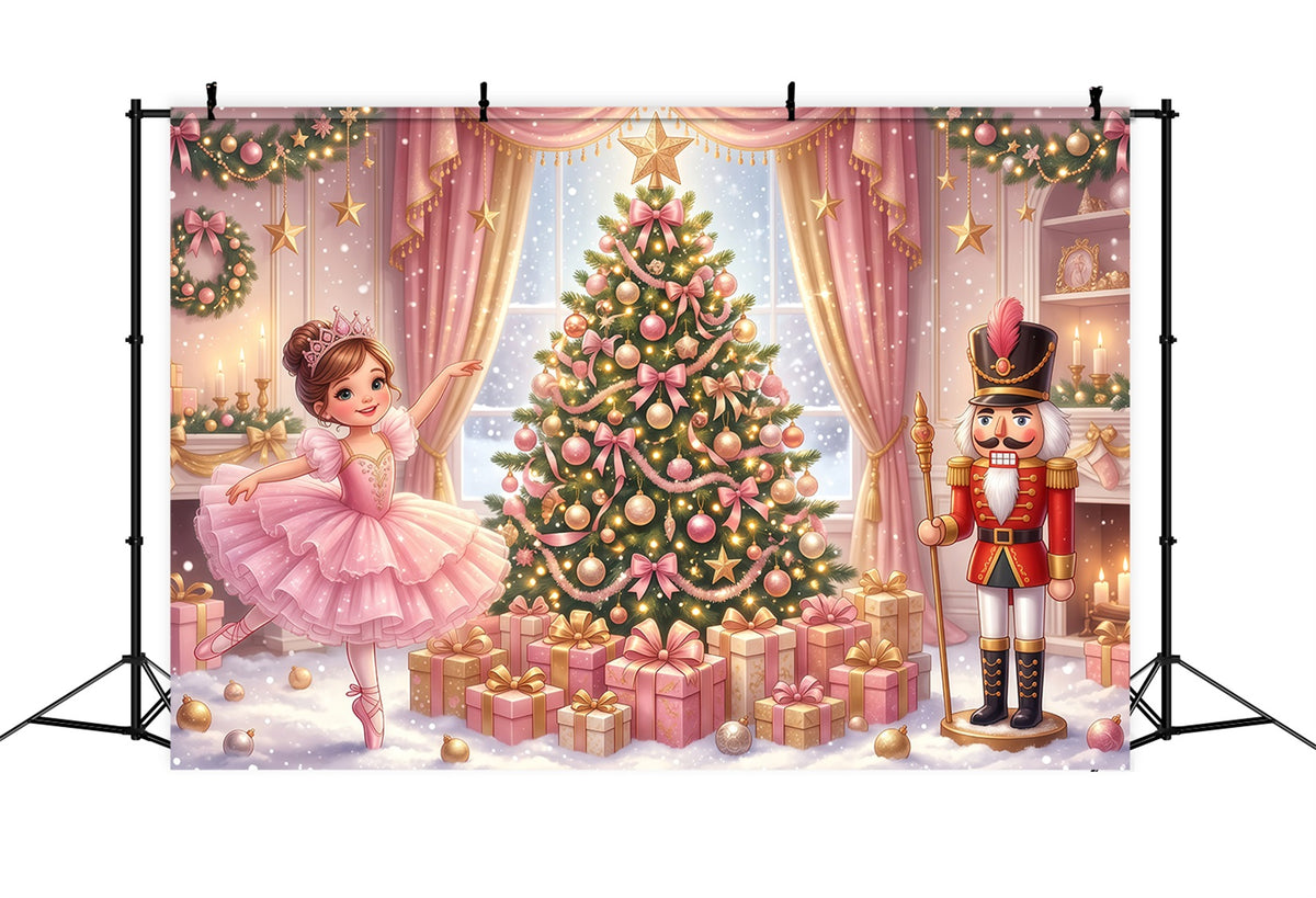 Nutcracker Land Of Sweets Backdrop Pink Ballerina Display Nutcracker Ballet Backdrops RR610-11