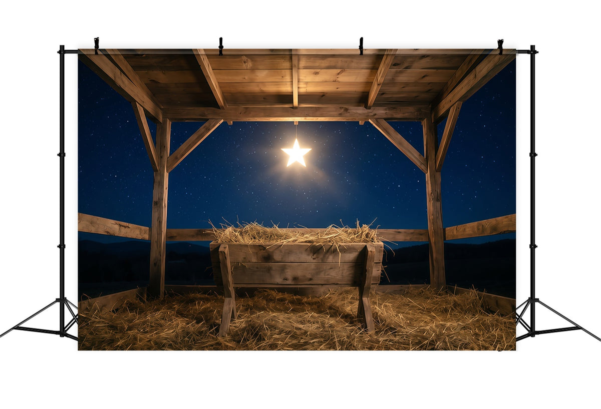Nativity Scene Backdrop Starry Night Manger Stable Manger Scene Backdrop RR610-111