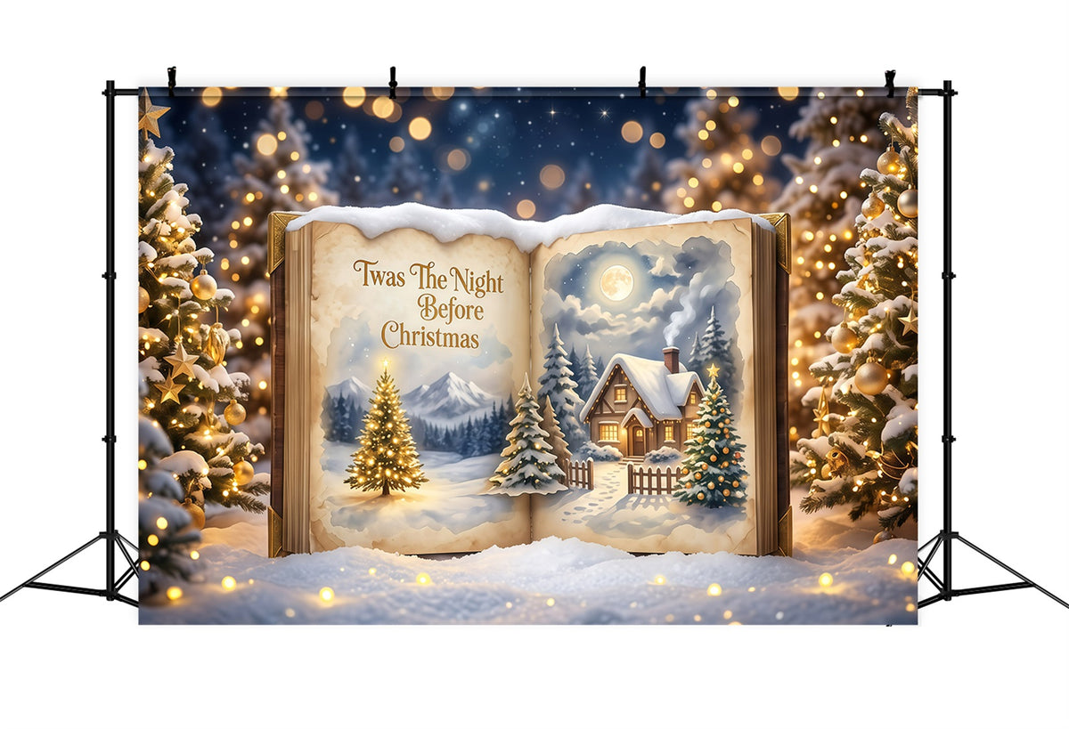 Photography Christmas Backdrop Moonlit Storybook Cottage Christmas Carol Backdrop RR610-14