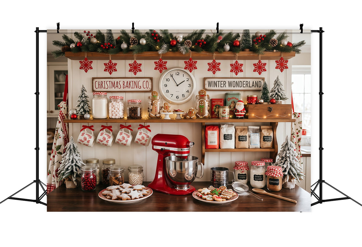 Christmas Backdrop Festive Baking Kitchen Display Gingerbread Photo Backdrop RR610-140