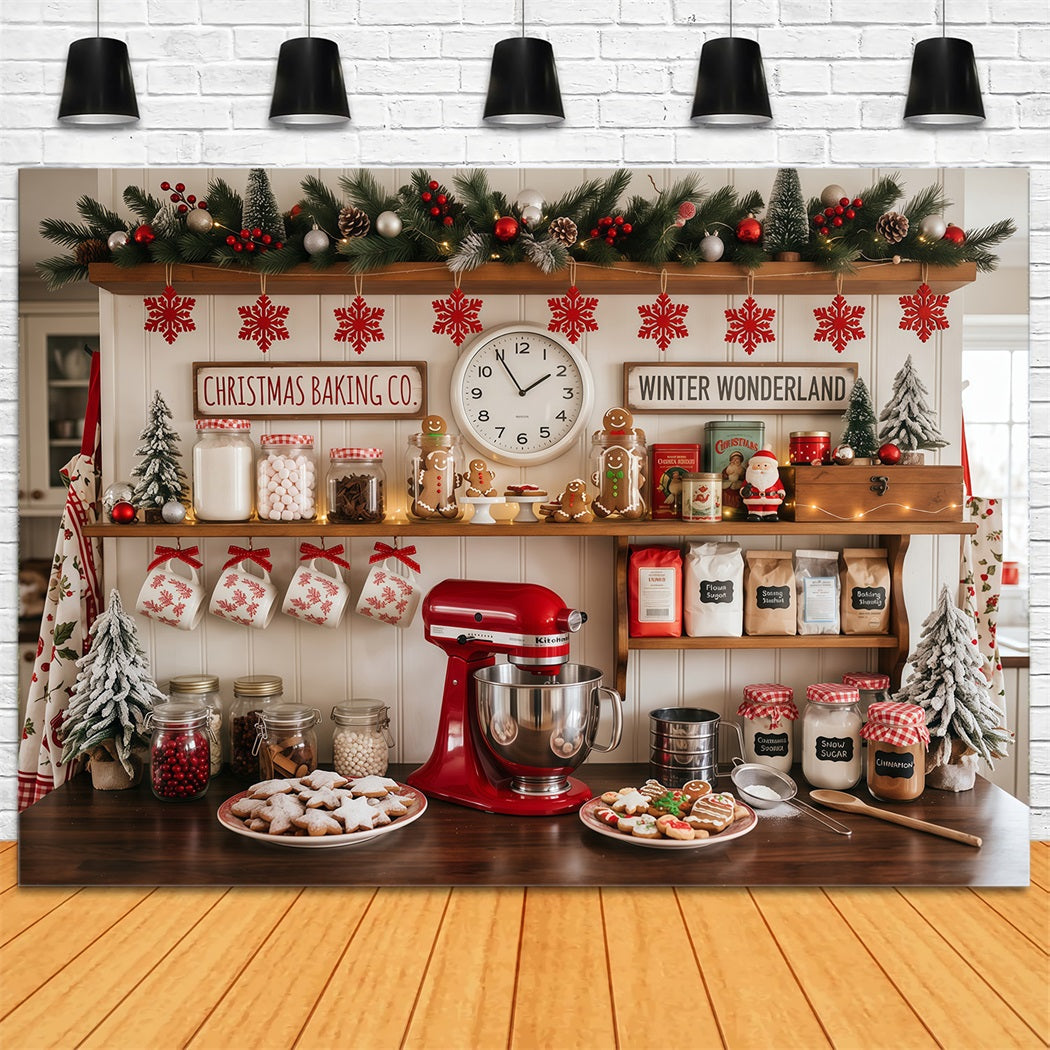 Christmas Backdrop Festive Baking Kitchen Display Gingerbread Photo Backdrop RR610-140