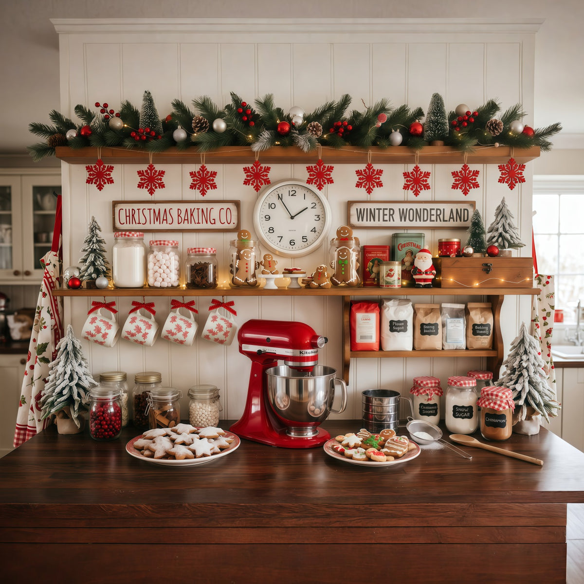 Christmas Backdrop Festive Baking Kitchen Display Gingerbread Photo Backdrop RR610-140