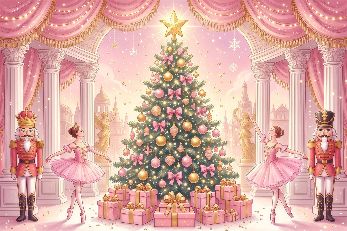 Nutcracker Photo Backdrop Pink Ballet Display Photography Backdrops Christmas RR610-164