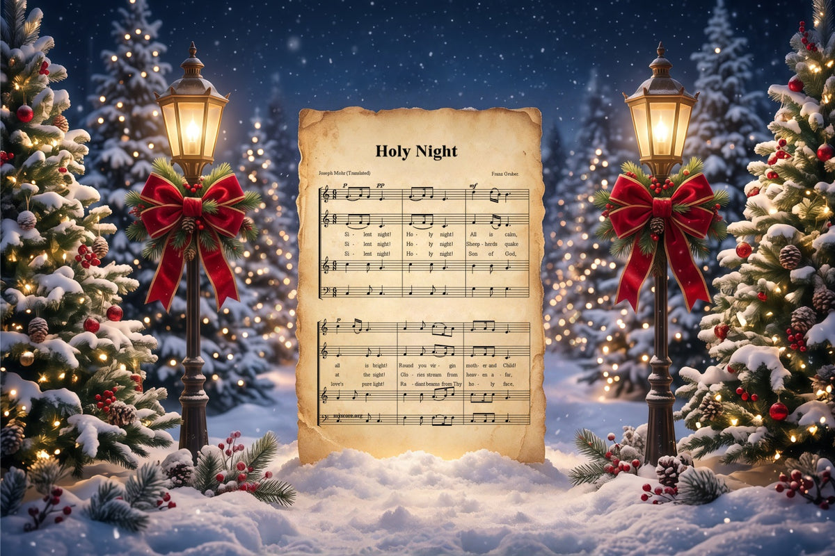Christmas Carol Backdrop Holy Night Sheet Music Christmas Theme Photo Backdrop RR610-167