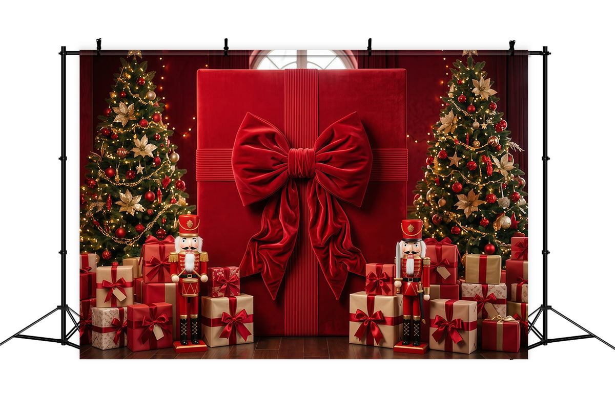 Christmas Bow Backdrop Oversized Red Gift Box Merry Christmas Photo Backdrop RR610-168