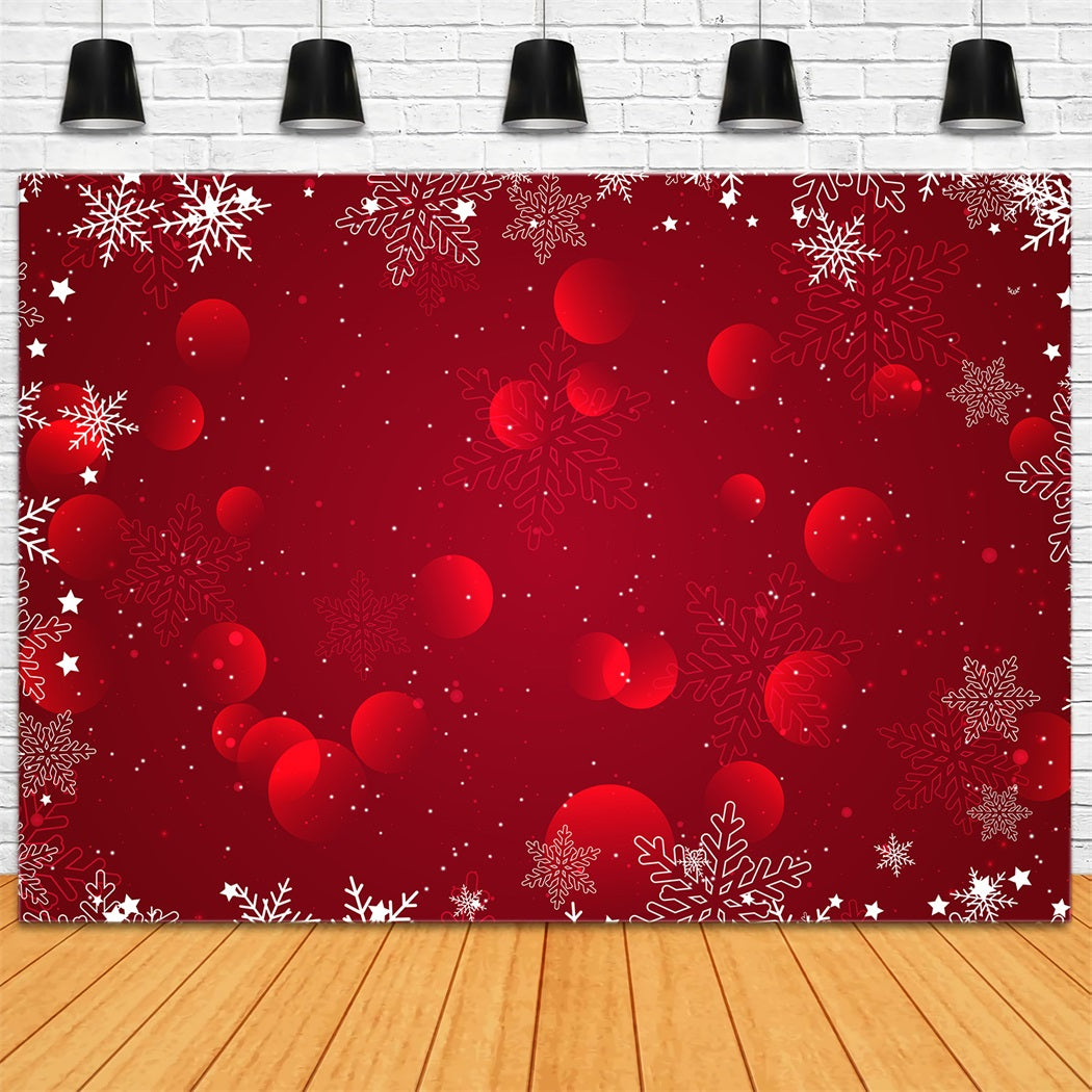 Christmas Backdrop Red Snowflake Bokeh Pattern Christmas Scene Photo Backdrops RR610-169
