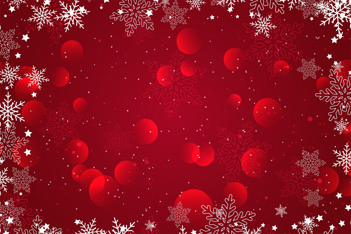 Christmas Backdrop Red Snowflake Bokeh Pattern Christmas Scene Photo Backdrops RR610-169