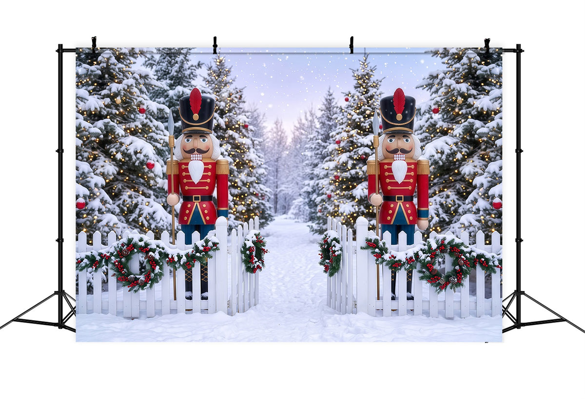 Christmas Backdrop Design Winter Snowy Forest Gate Nutcracker Backdrops RR610-2