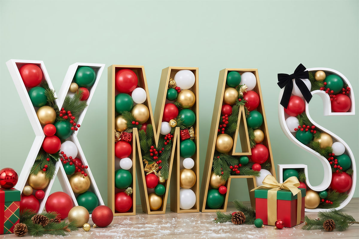 Vintage Christmas Photo Backdrop Ornament Letter Gift Display Xmas Photo Backdrops RR610-23