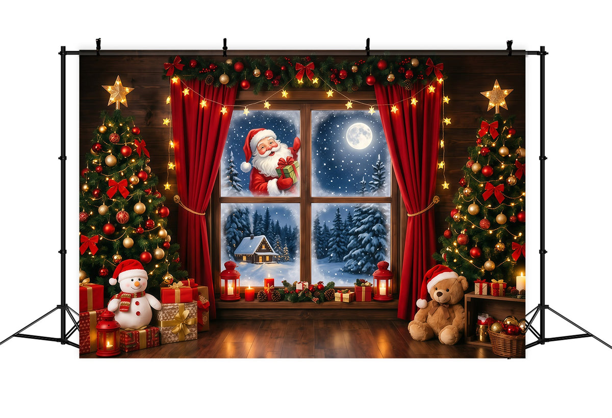 Christmas Backdrop For Santa Pictures Suprise Window Gift Outdoor Christmas Photo Backdrop RR610-33