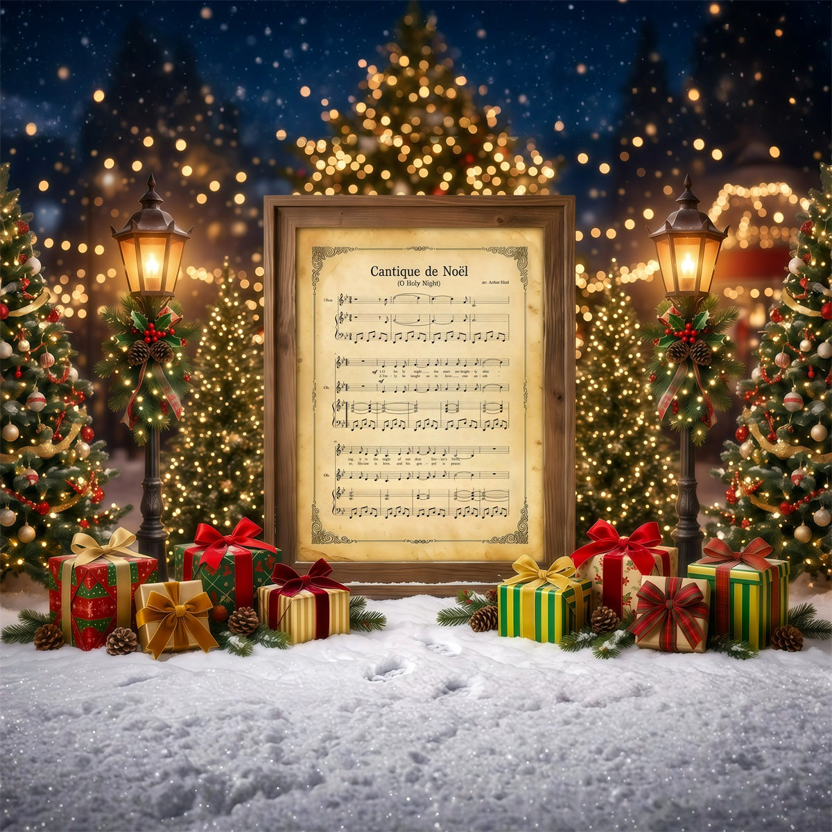 Christmas Sheet Music Backdrop Vintage Carol Music Display Fun Christmas Backdrop RR610-39