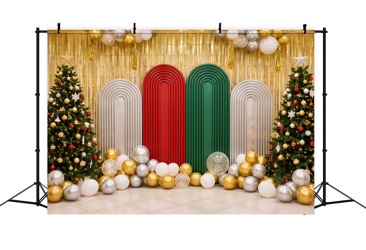 Christmas Vacation Backdrop Gold Balloon Arch Display Christmas Backdrop 10x10 RR610-41