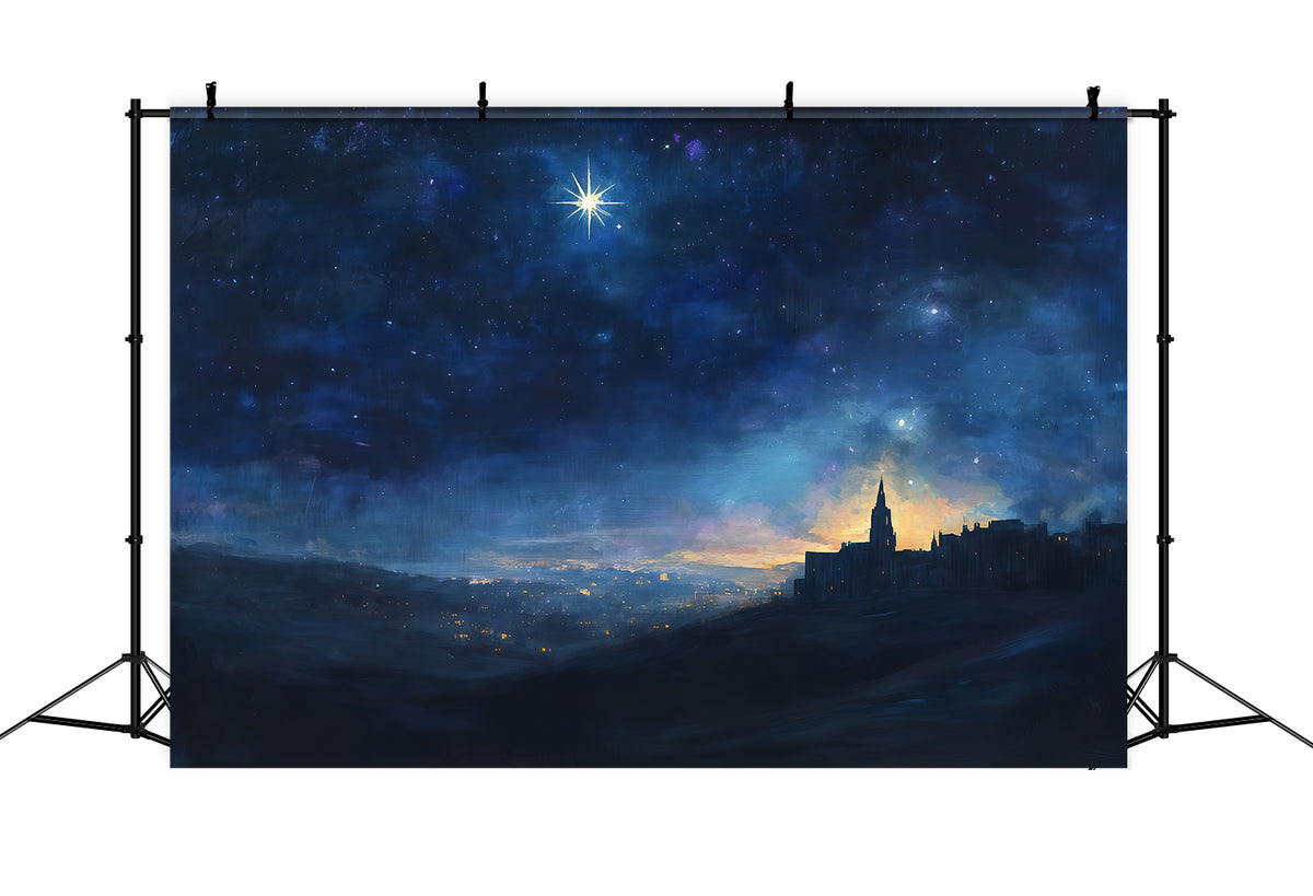 Nativity Scene Backdrop Starry Bethlehem Night Skyline Christmas Photo Backdrop Ideas RR610-58