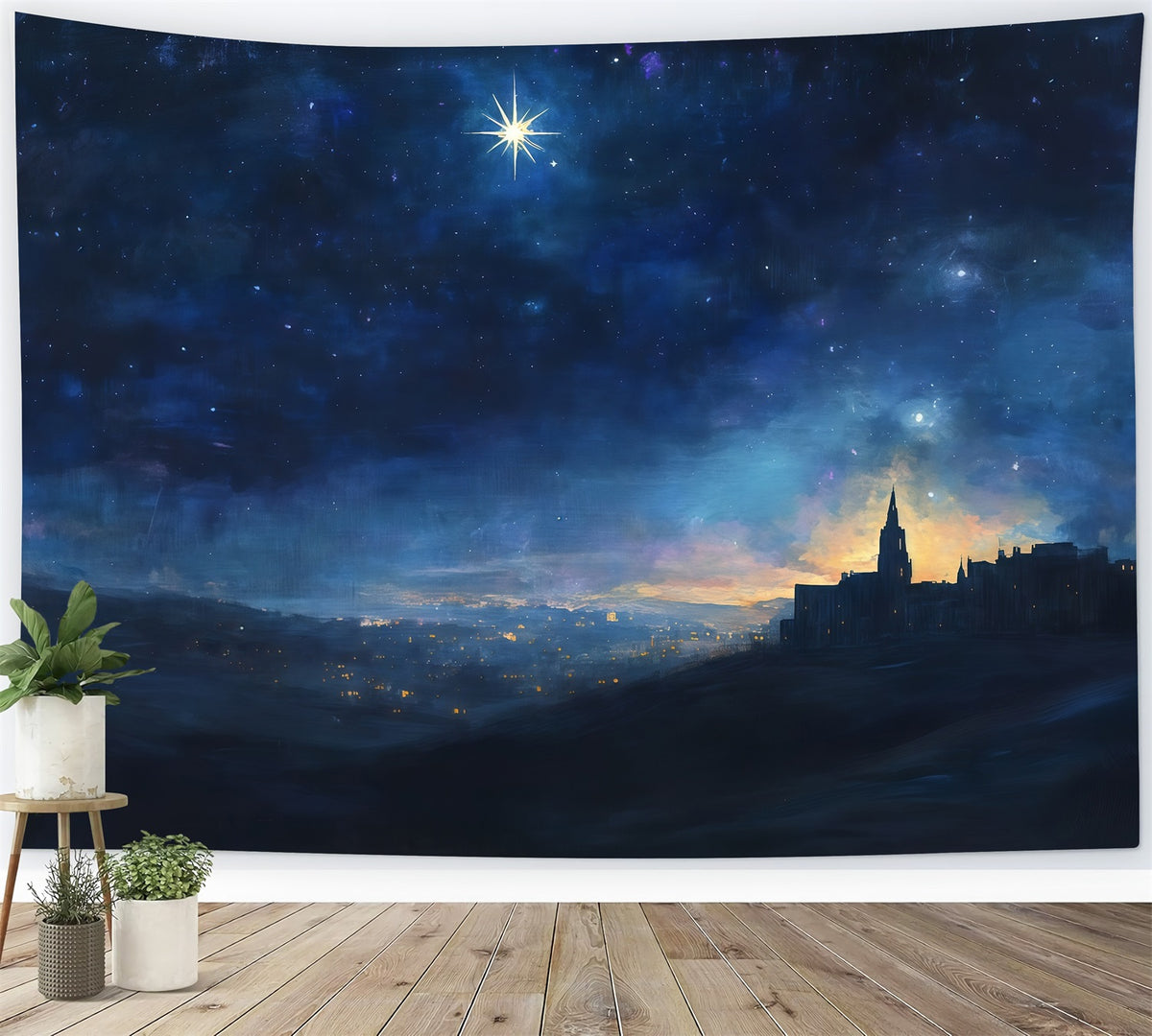Nativity Scene Backdrop Starry Bethlehem Night Skyline Christmas Photo Backdrop Ideas RR610-58