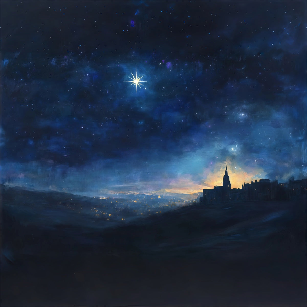 Nativity Scene Backdrop Starry Bethlehem Night Skyline Christmas Photo Backdrop Ideas RR610-58