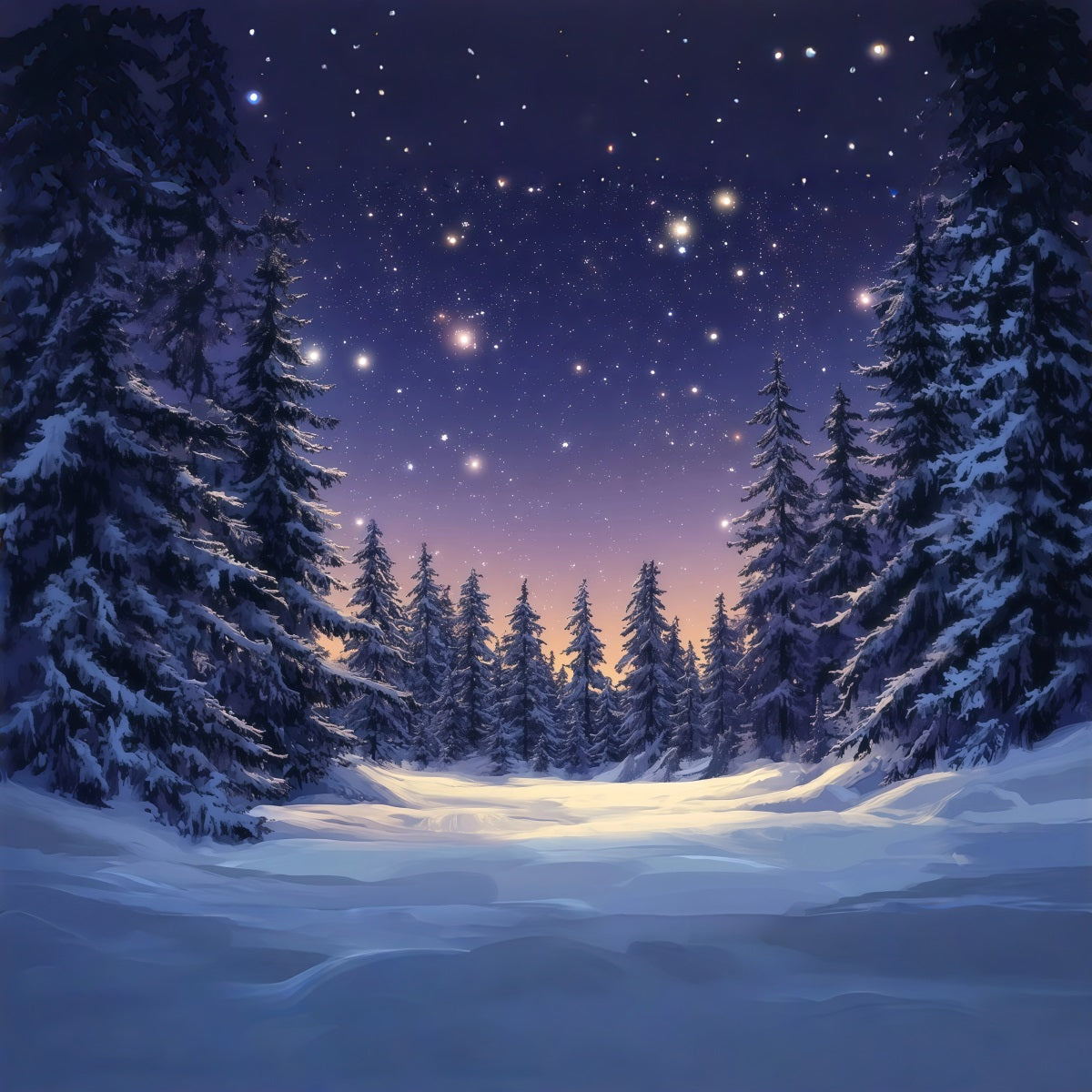 Christmas Tree Backdrops Starry Snowy Pine Forest Xmas Backdrop RR610-62