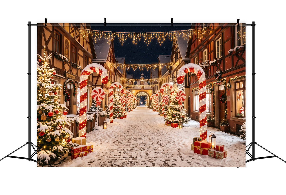 Christmas Village Backdrops Candy Cane Street Photography Christmas Backdrops RR610-64