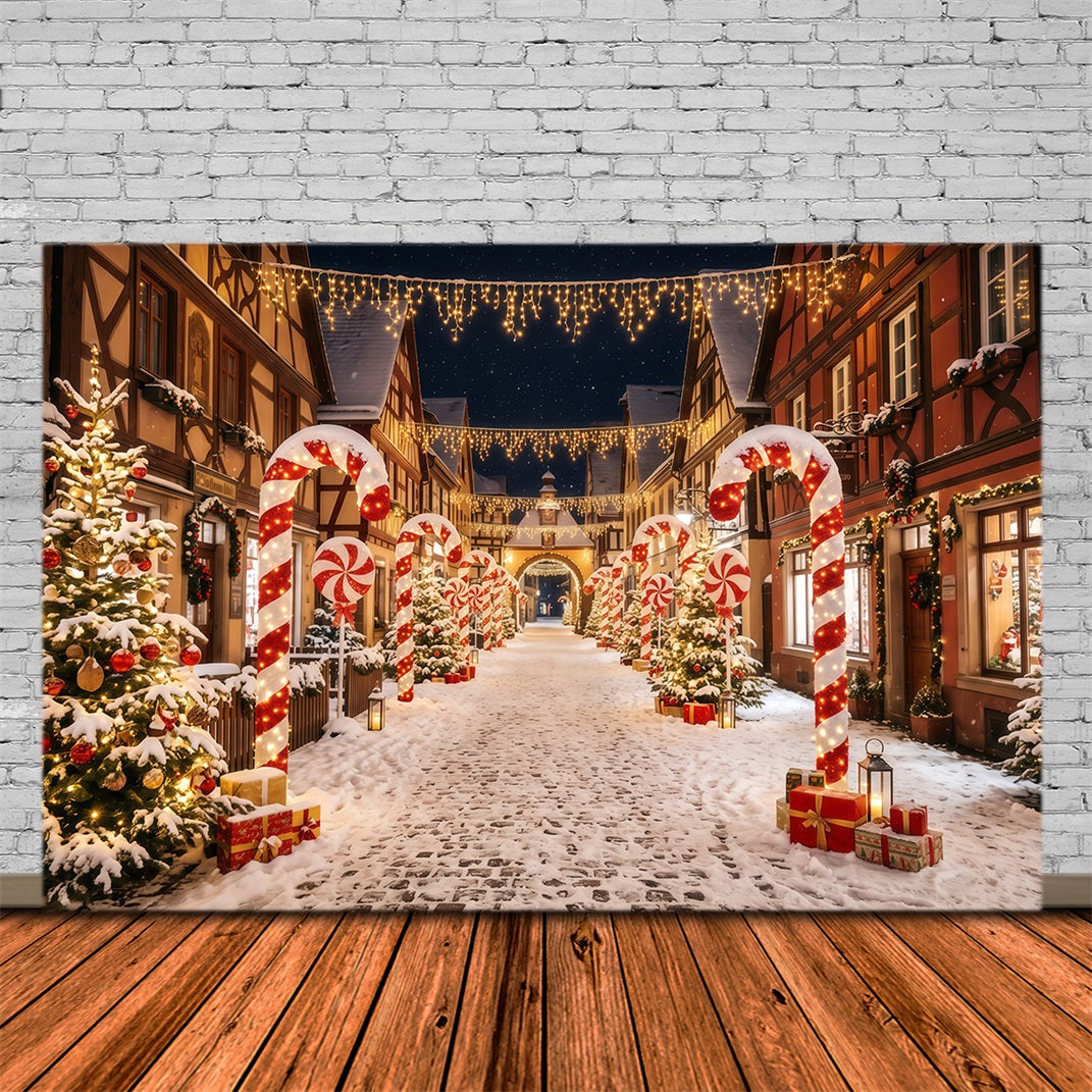 Christmas Village Backdrops Candy Cane Street Photography Christmas Backdrops RR610-64