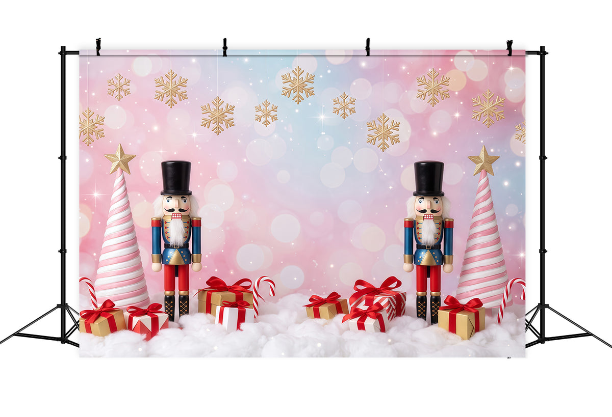 Christmas Backdrop Snowflake Pink Tree Bokeh Nutcracker Photo Backdrop RR610-76