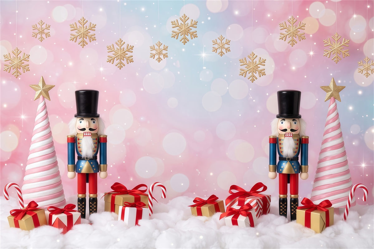 Christmas Backdrop Snowflake Pink Tree Bokeh Nutcracker Photo Backdrop RR610-76