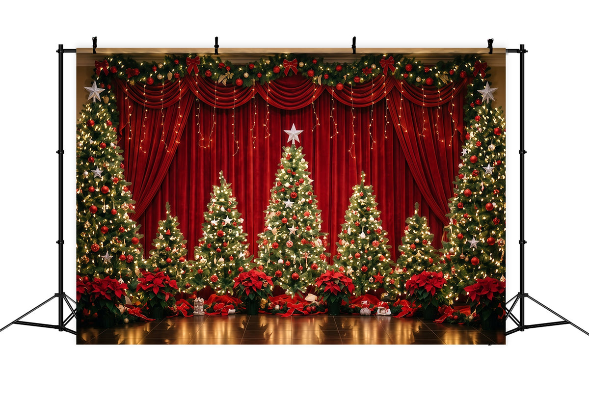 Christmas Backdrop for Photography Velvet Curtain Tree Display Christmas Stage Backdrops RR610-99