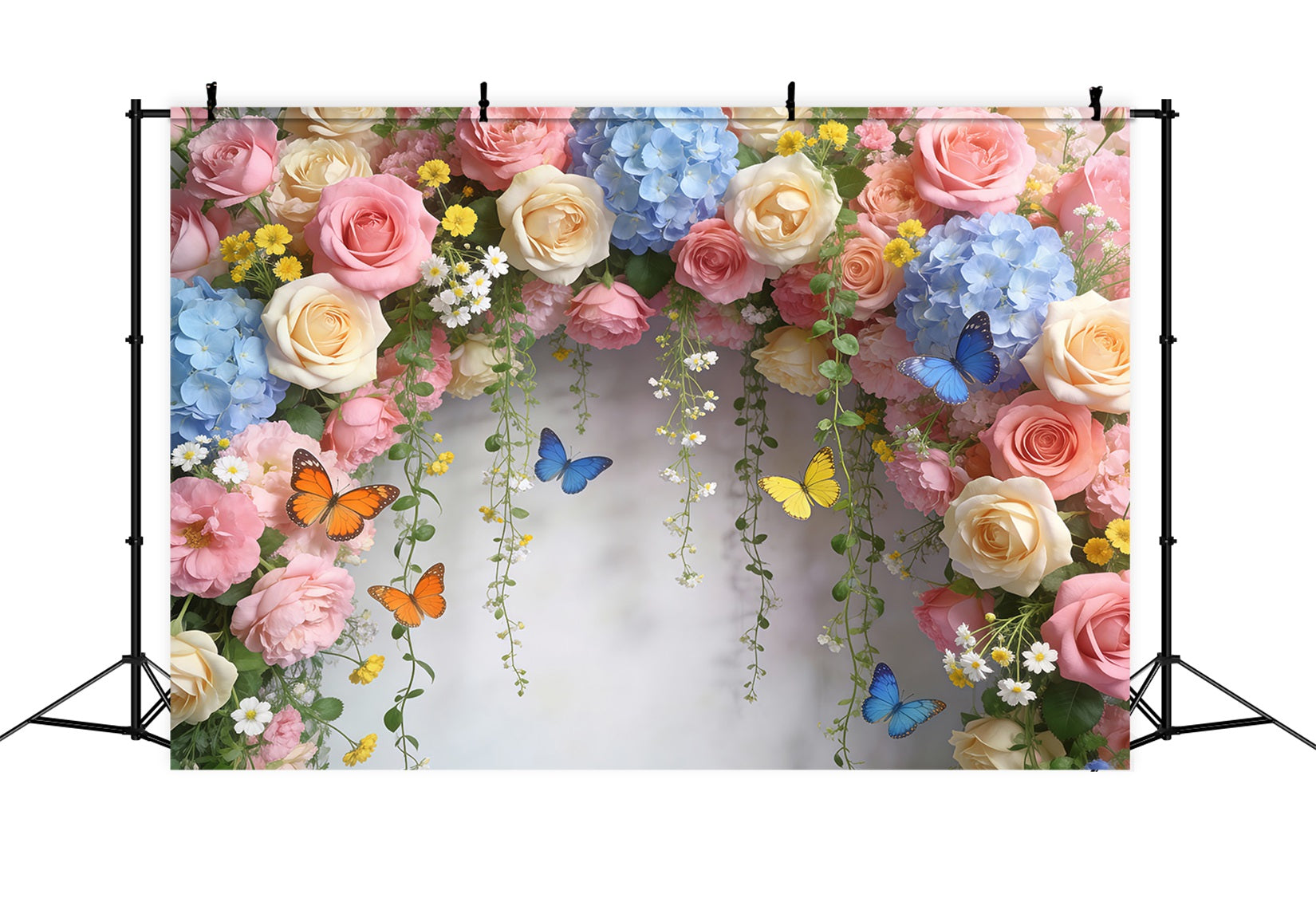Butterfly Backdrop Pastel Rose Daisy Floral Arch Floral Garland Backdrop RR62-1