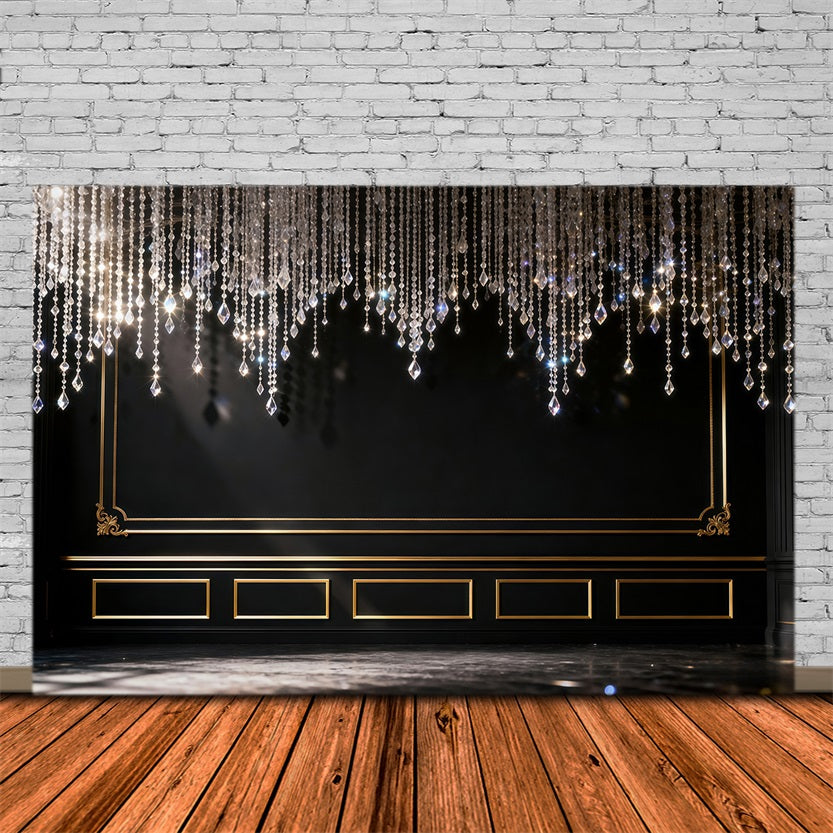 Boudoir Backdrop Black Gold Chandelier Elegance Vintage Backdrops For Photography RR62-100