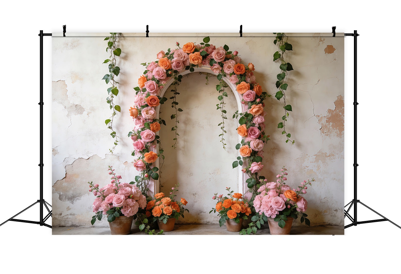 Spring Flower Backdrop Vintage Garden Rose Archway Floral Arch Backdrop RR62-3