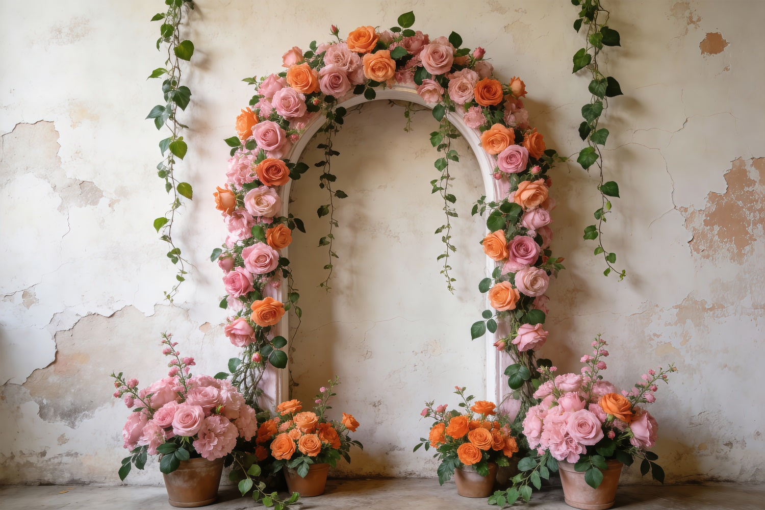 Spring Flower Backdrop Vintage Garden Rose Archway Floral Arch Backdrop RR62-3