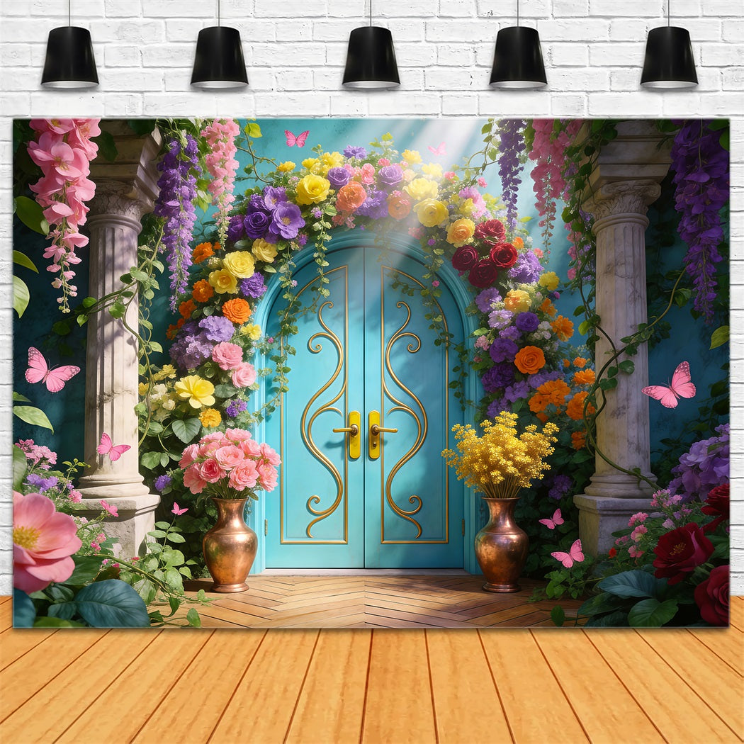 Garden Backdrop Floral Palace Doorway Elegance Spring Backdrop For Pictures RR62-36