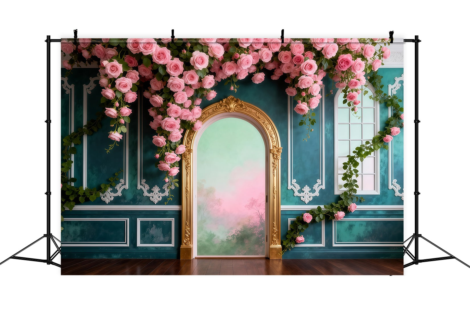 Hanging Vine Backdrop Rose Draped Palace Retro Wall Spring Photography Backdrops RR62-43