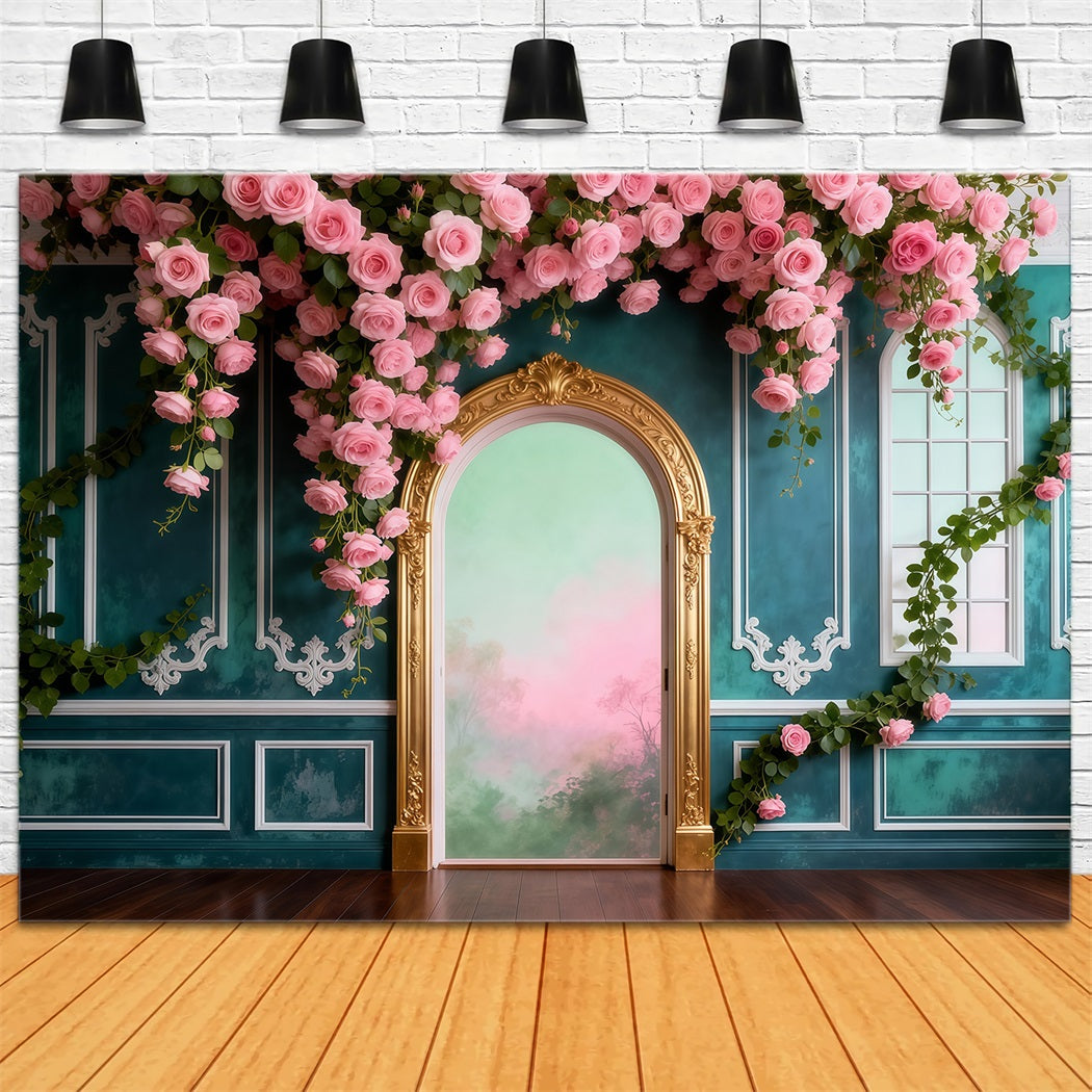 Hanging Vine Backdrop Rose Draped Palace Retro Wall Spring Photography Backdrops RR62-43