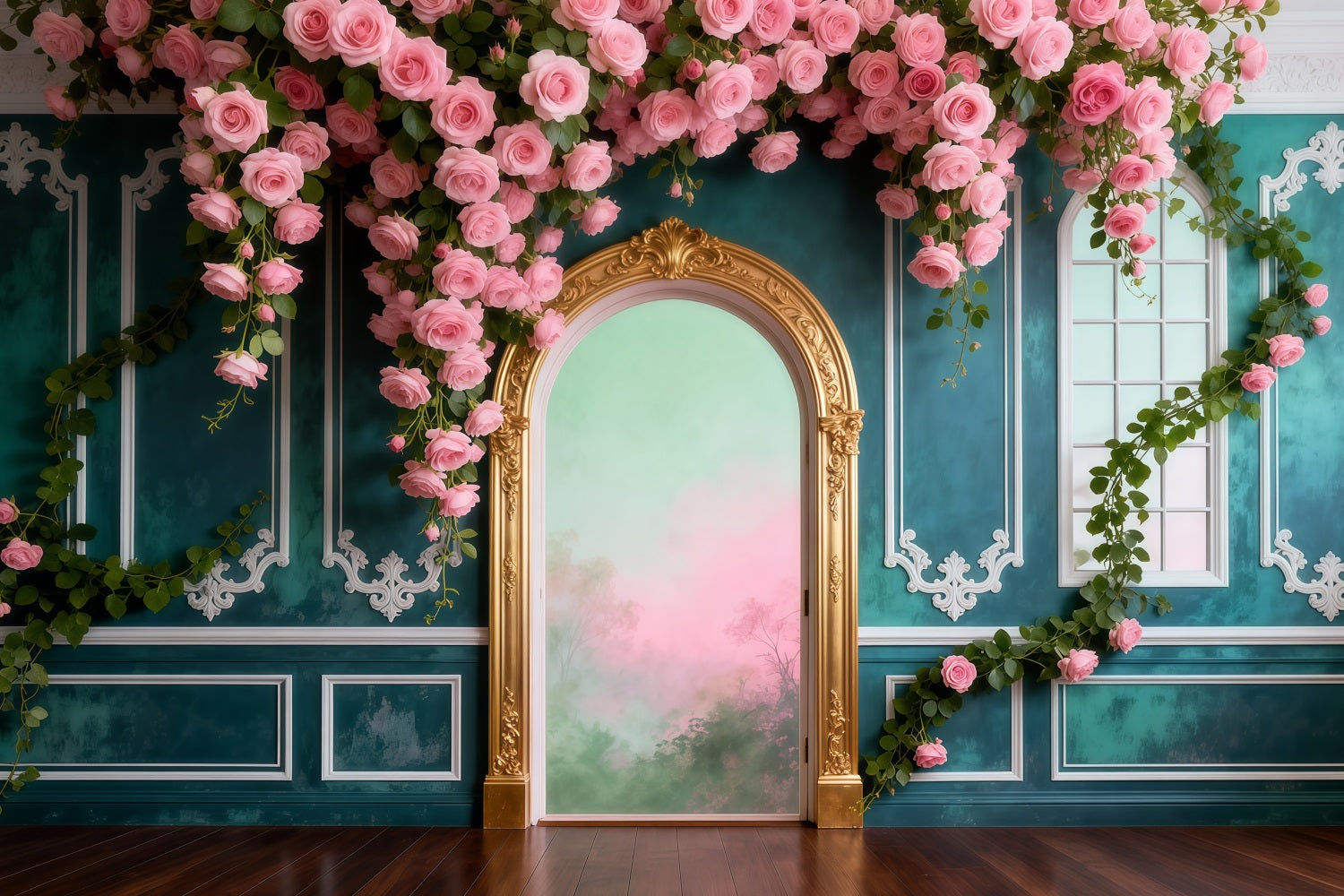 Hanging Vine Backdrop Rose Draped Palace Retro Wall Spring Photography Backdrops RR62-43