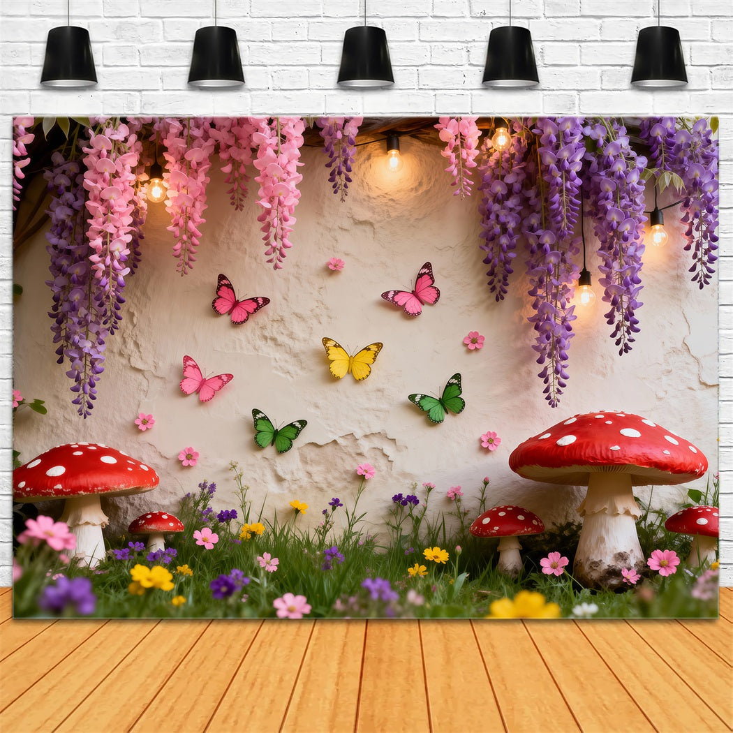 Butterfly Backdrop Ideas Enchanted Floral Fairy Wall Spring Picture Backdrop RR62-44