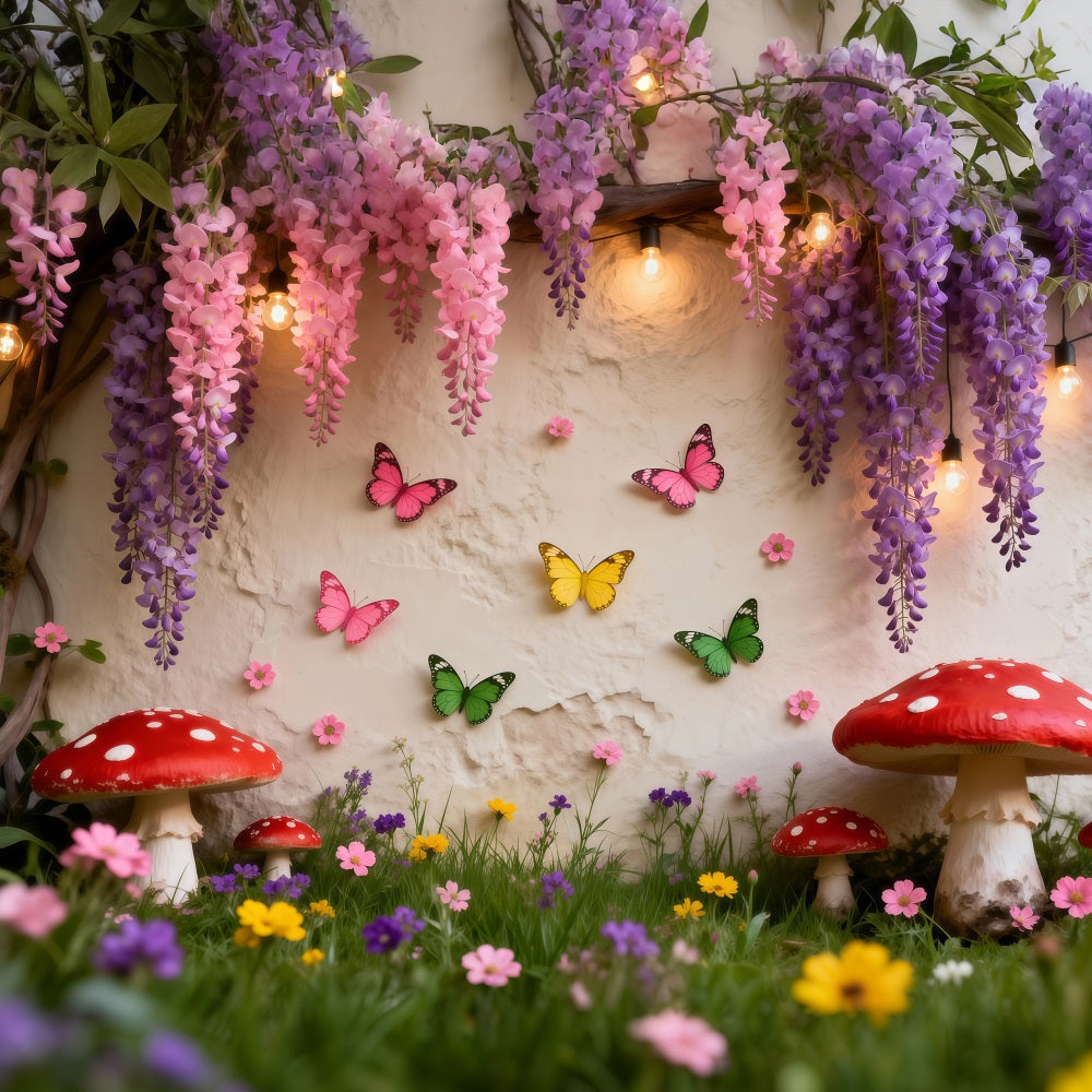 Butterfly Backdrop Ideas Enchanted Floral Fairy Wall Spring Picture Backdrop RR62-44