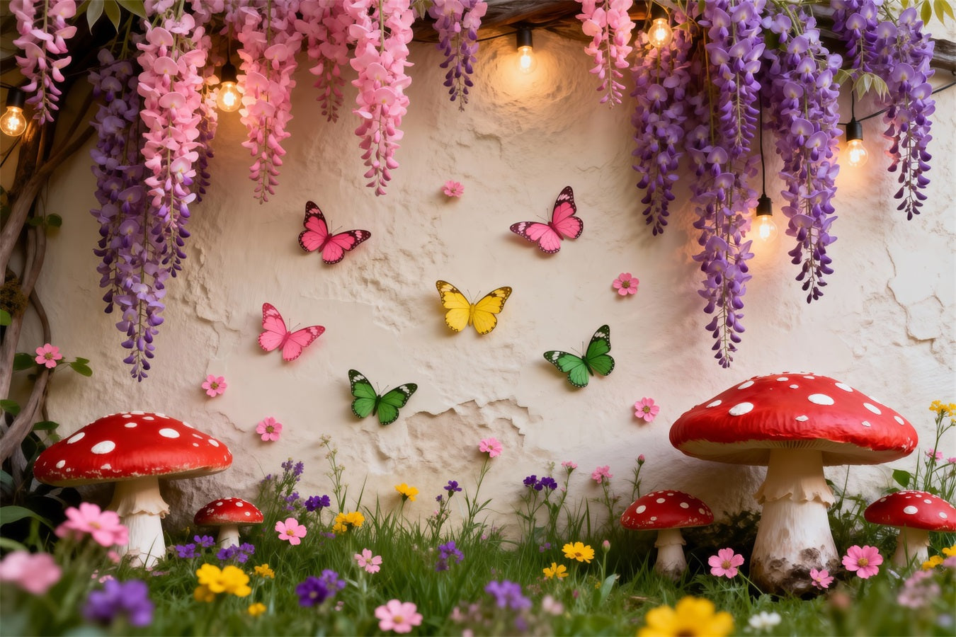 Butterfly Backdrop Ideas Enchanted Floral Fairy Wall Spring Picture Backdrop RR62-44