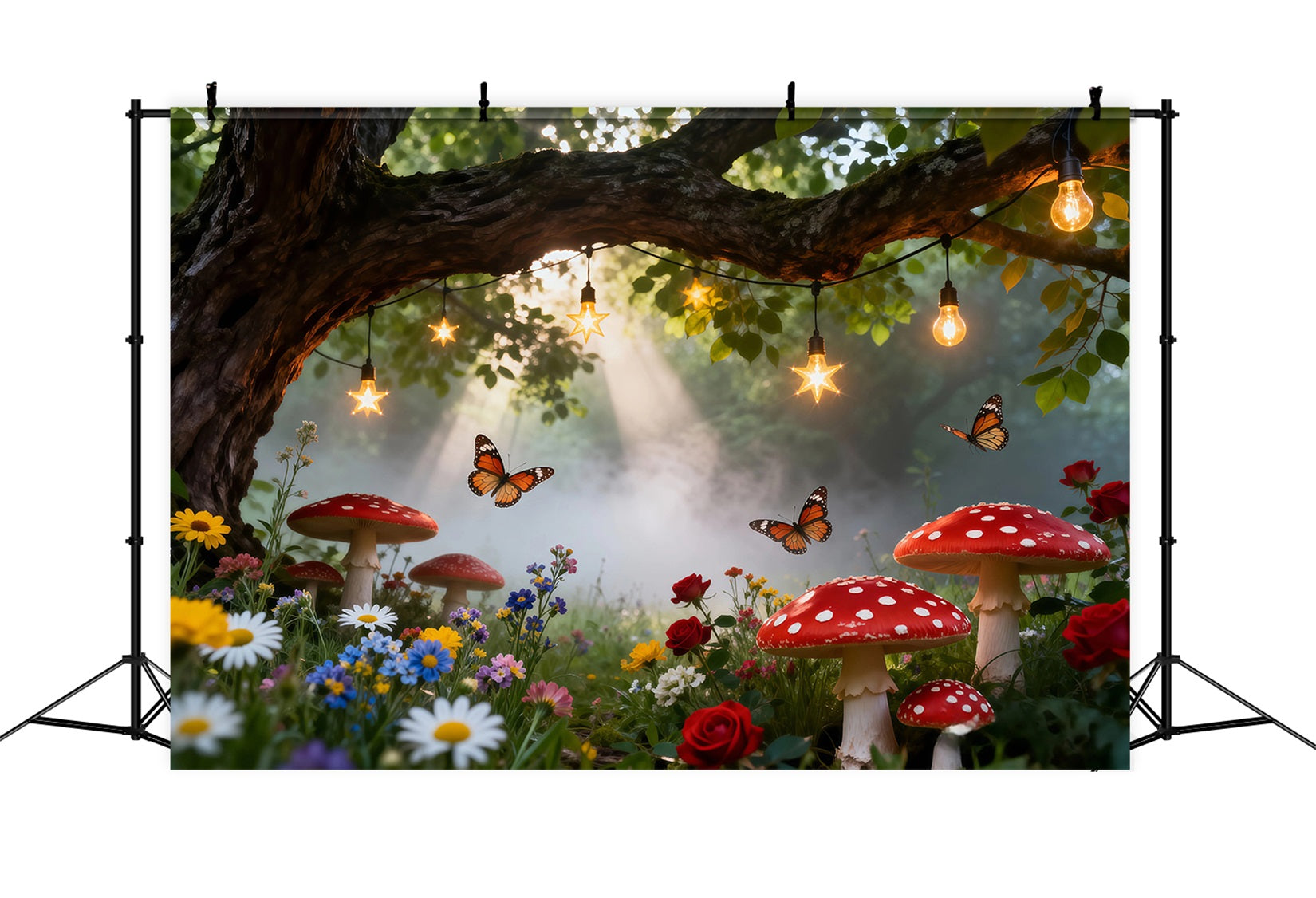 Butterfly Backdrop For Photoshoot Enchanted Woodland Wildflower Mushroom Spring Backdrop RR62-45