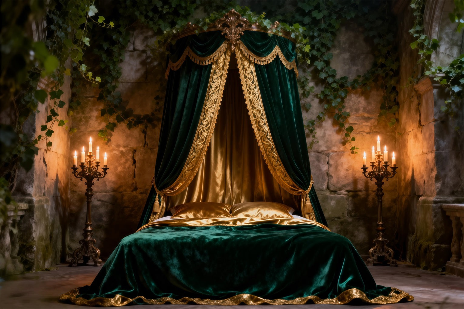 Backdrops for Boudoir Emerald Velvet Canopy Romance Headboard Backdrop Photography RR62-58