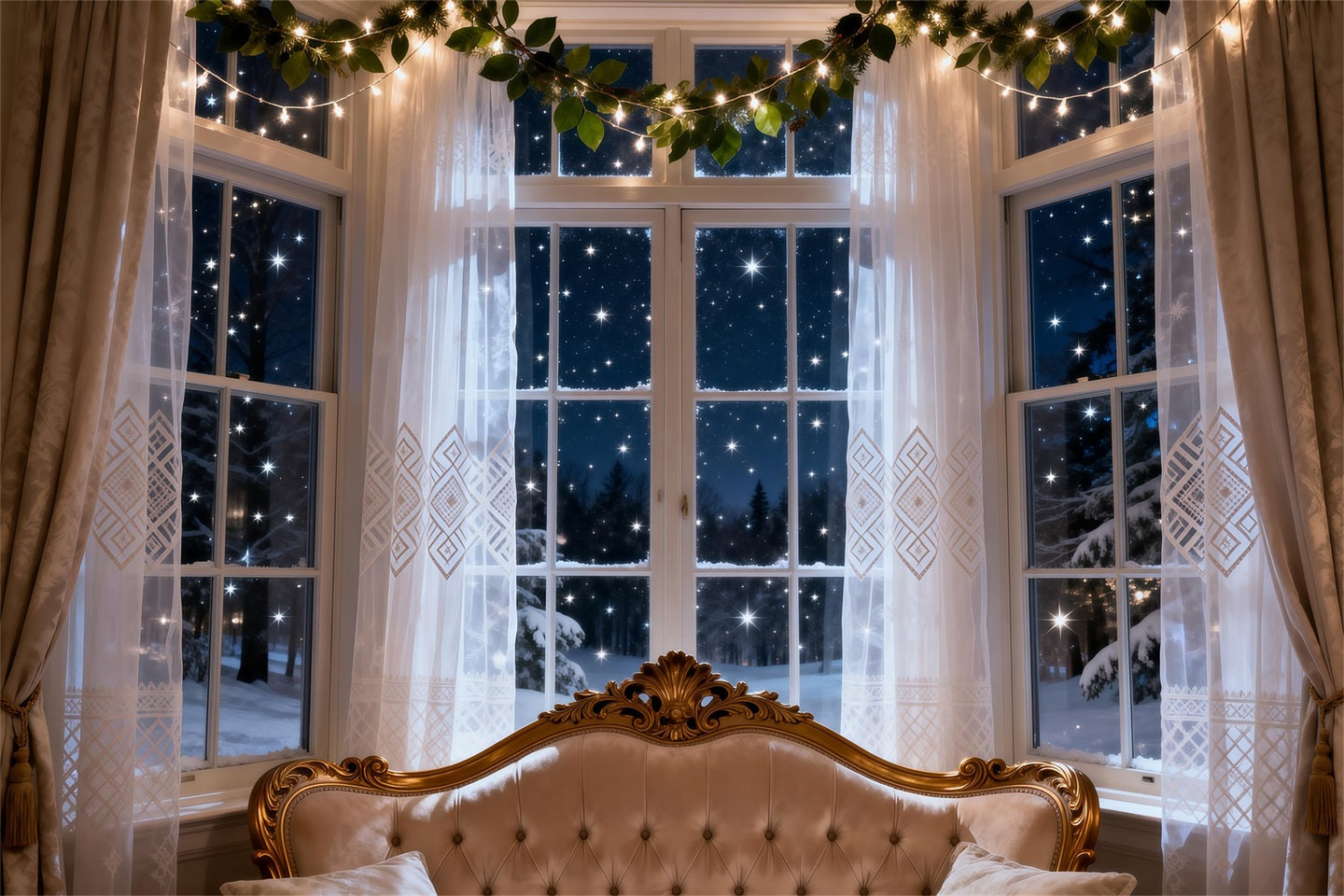 Boudoir Headboard Backdrop Starry Winter Window Glow Boudoir Backdrop Ideas RR62-61