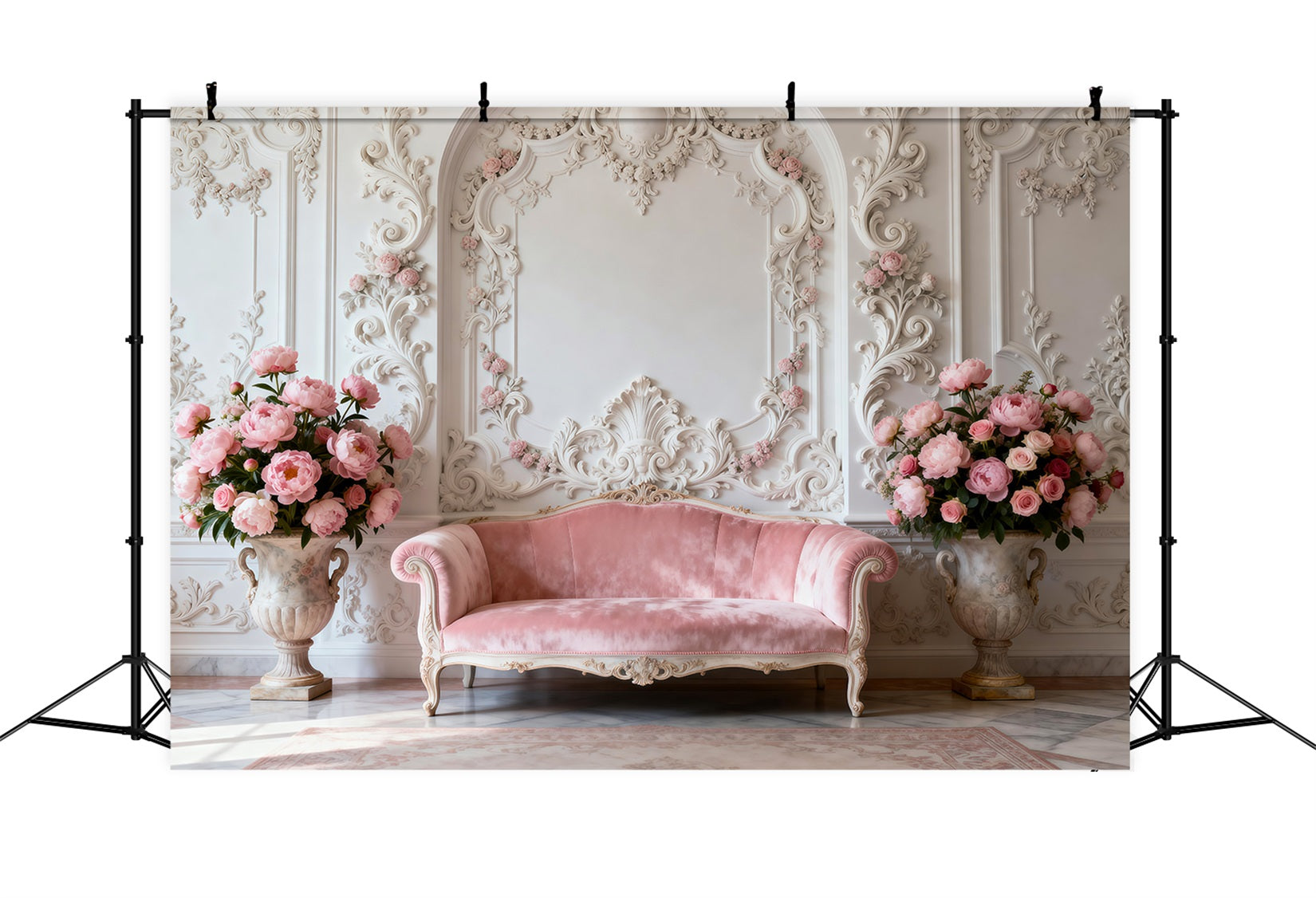 Boudoir Photo Backdrops Classic Ivory Rococo Lounge Vintage Wall Backdrop RR62-64