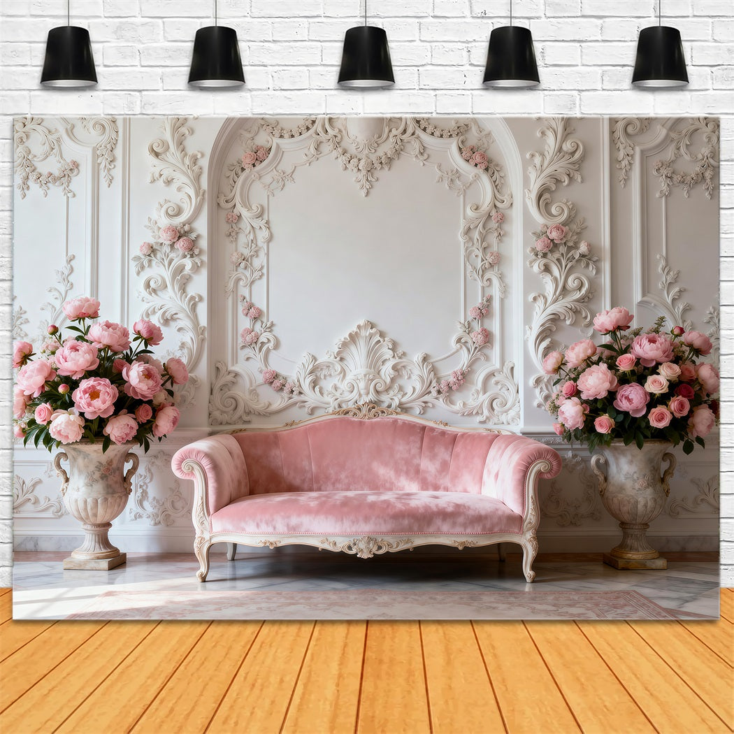Boudoir Photo Backdrops Classic Ivory Rococo Lounge Vintage Wall Backdrop RR62-64