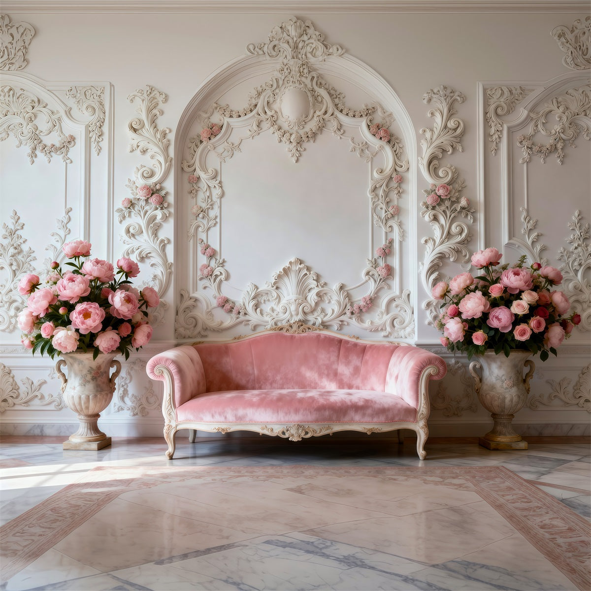 Boudoir Photo Backdrops Classic Ivory Rococo Lounge Vintage Wall Backdrop RR62-64