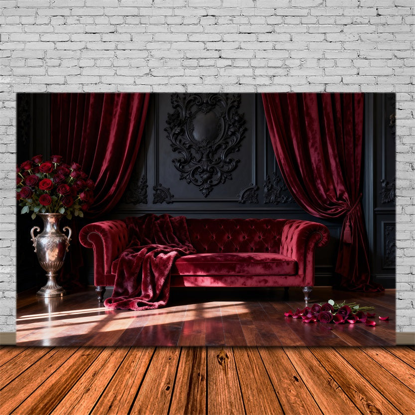 Boudoir Photography Backdrops Crimson Velvet Rose Salon Retro Photo Backdrop RR62-65