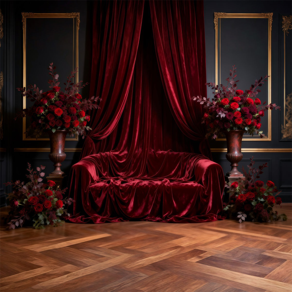 Backdrops for Boudoir Royal Red Draped Throne Classic Photo Backdrop RR62-66