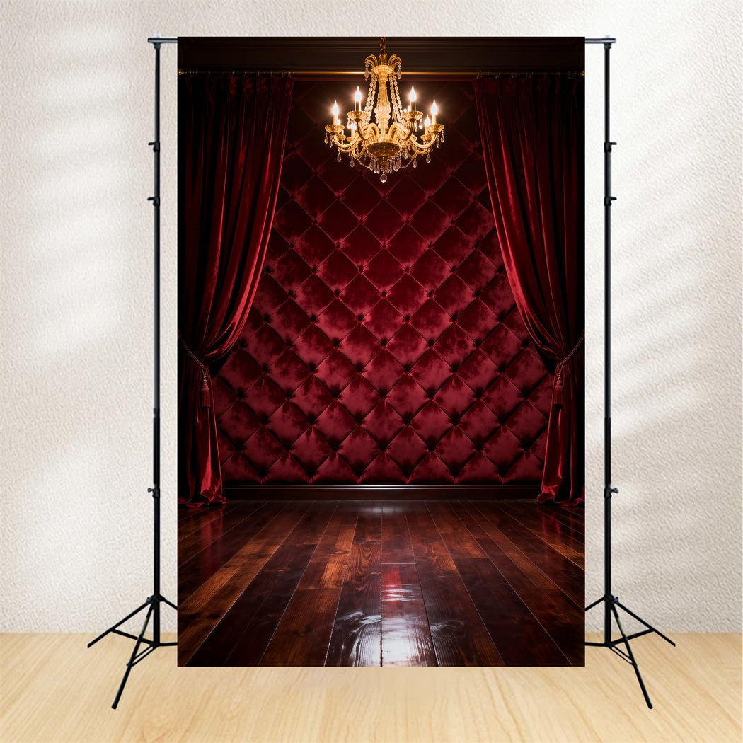 Boudoir Backdrop Burgundy Quilted Wall Drapes Vintage Photography Backdrop RR62-68