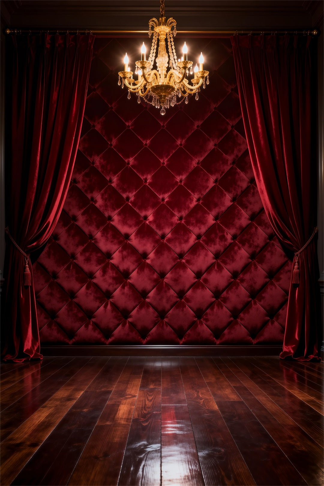 Boudoir Backdrop Burgundy Quilted Wall Drapes Vintage Photography Backdrop RR62-68